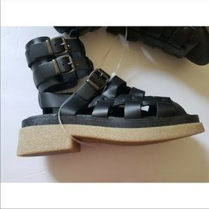 NWT Free People GIA GLADIATOR Sandals 37 Black